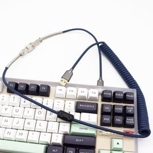 USB Type C Port Mechanical Keyboard Coiled Cable 4-pin GX12 Aviation Connector