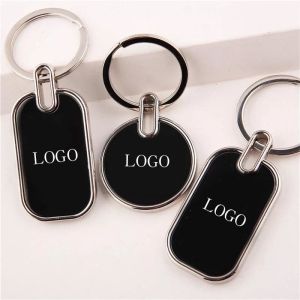 China Customized Plain Metal Keyrings Silver Engravable Key Chains Embossed on sale