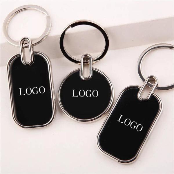 Quality Customized Plain Metal Keyrings Silver Engravable Key Chains Embossed wholesale