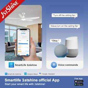 1/ 4 / 8 Hours Timming Plastic Blade LED Ceiling Fan With Remote Smart App