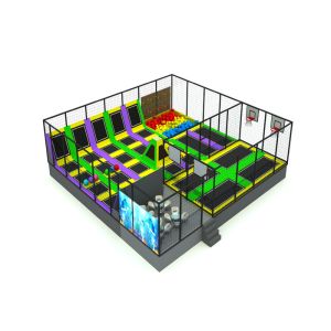 Amusement Park Equipment Kids Trampoline Park 14x14.5x4.2m With Solid Fence
