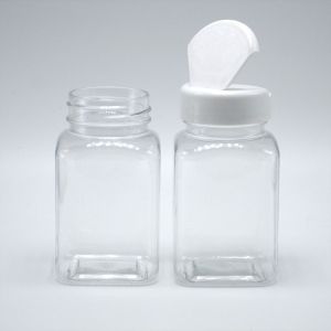 Custom Color 100ML PET Square Transparent Jar with Various Caps by Chinese Pharmaceutical Company