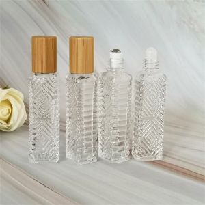 Essential Oil Glass Roll On Bottle Square Vials With Bamboo Cap