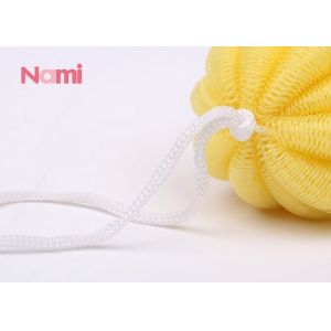 Customized Soft Mesh Bath Pouf Yellow Color Promoting Blood Circulation