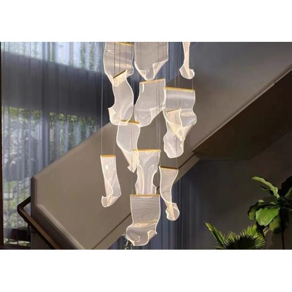 Quality Nordic Luxury Hotel Large Big Led Ceiling Lobby Glass Pendant Chandelier Crystal Modern Atmosphere Light wholesale