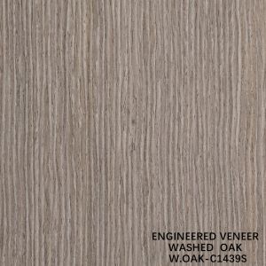 Cheap Reconstituted Washed Oak Wood Veneer Slice Cut Technics Vertical Grain Standard Size 2500*640mm Indoor Decorative Board W.OAK-1439S / 1580S / 1591S for sale