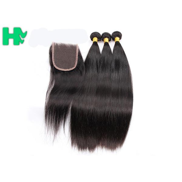 Quality Grade 10A 100% Human Brazillian Hair Extensions Natural Color With 4x4 Closure wholesale