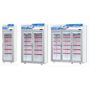 -18~22℃ Temperature Upright Glass Door Display Freezer For Seafood 1700L