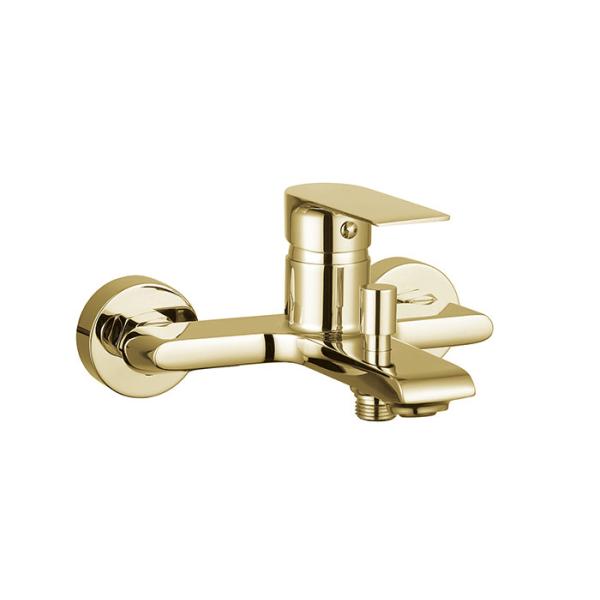 Quality Single lever bath or shower mixer bathroom golden color brass tap faucet cold and hot water designed modern OEM wholesale