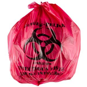 Cheap 45L Isolation Infectious Recyclable Garbage Bags Red Color 24&quot; X 24&quot; High Density for sale