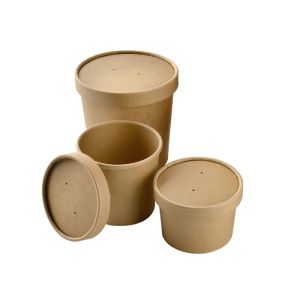 Disposable single wall printing paper soup noodle bowl cup with lid icream cup