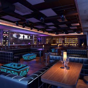 11 10 Seater Blue Black U Shaped Sectional Sofa With Recliners Led Cube Table