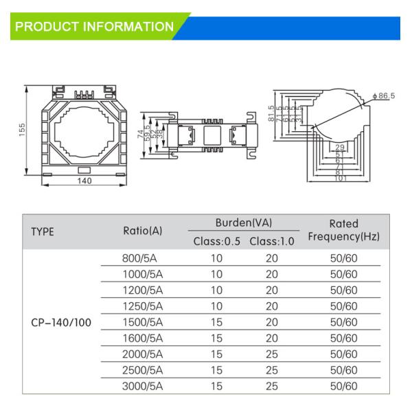 CP-140/100 3000/5A MES current transformer low voltage current transformer for energy meter