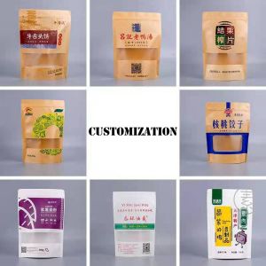 Heat Sealing BOPP Brown Kraft Paper Food Pouches Zipper Lock With Valve