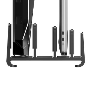 933g 38mm Thinckness Black Aluminum Alloy Vertical Laptop Stand With Rubber