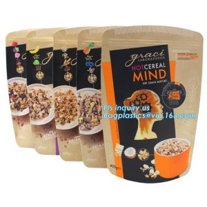 Stand up pouch with zipper and window for dog food packaging, chicken jerkey bag