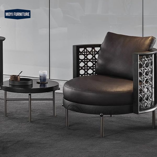 Synthetic Leather High End MOYI Italian Designer Single Sofa Modern Nordic Living Room Lounge Chair