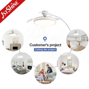 42-Inch Retractable Ceiling Fan Light Foldable Blades Dimmable LED Light