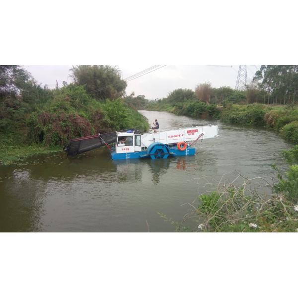 Quality 3m Length  Power 25Kw High Quality High Efficiency Blue Cutter Aquatic Weed Harvester Mowing Stainless Steel Boat wholesale