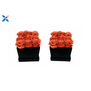 Black Square Acrylic Flower Box Silk Screen Printing Logol Corrosion Resistance