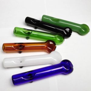 China White / Green Glass Hand Pipes , Heady Spoon Pipes 4.3 For Dry Herbals on sale