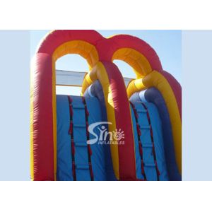 5 mts high double lane kids inflatable water slide with big water pool