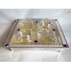 Multifunctional metal frame square shaped platter