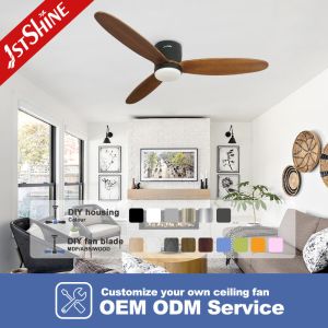 Dimmable 6 Speed 52in LED Ceiling Fan With 3 Solid Wood Blades