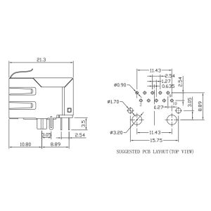 6605432-2 100Base-T Magnetic RJ45 Jack LPJ0049CNL DC Power Ethernet IEEE802.3af