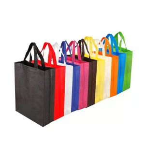 Custom Logo Printed Recycle Grocery Tote Fabric Pp Nonwoven Non Woven Shopping