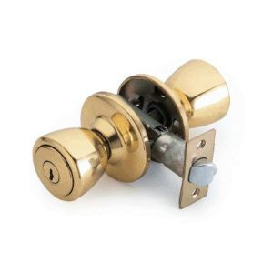 Single Furniture Exterior Door Knobs With Locks Polished Brass CE Certification