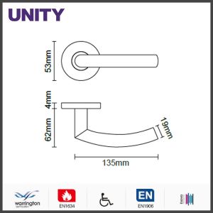 Stainless Steel Fire Door Lever Handle EN1906 and EN1634 Satin Finish
