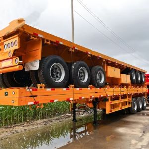 New And Used Tri-axle 40 Foot Flatbed Semi Trailer For Sale , Flat Bed Semi