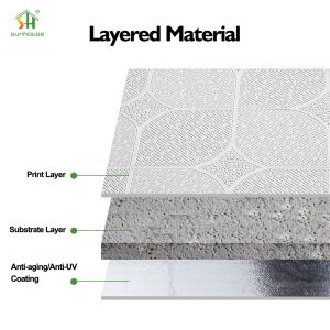 "Gypsum Board Square Ceiling Panel 595x595mm 7.5mm Thick Modern Design Fireproof