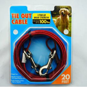 12 Feet PVC Coated Dog Tie Out Cable And Stake Pet Accessories Solid Pattern