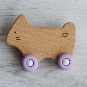 China Europe Design Removable Wheels Wooden Silicone Teether Vehicles For Toddlers on sale