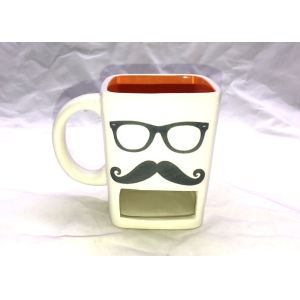 Mustache Glasses 3D Ceramic Mug Cookie Dunk Mug For Drinking / Biscuit Pocket