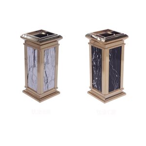 Hotel Elevator Entrance Large Marble Stainless Steel Trash Can with Ashtray