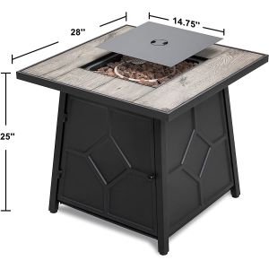 Propane 50000 BTU Square Garden Fire Pit With Waterproof Cover