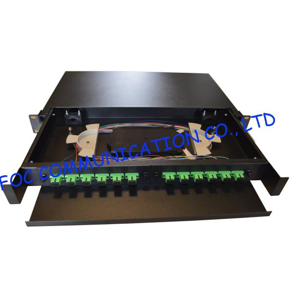 Quality Drawer Type Fiber Optic Distribution Box 1U 12Ports Full Loaded With SC Pigtail wholesale
