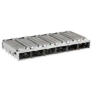 TE 2143331-1 QSFP+ Cage Ganged (1 x 6) with Heat Sink Connector Press-Fit Included Lightpipe 14 Gb/s