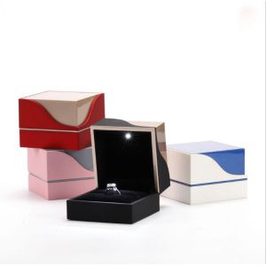 Cheap High Grade Leather Jewelry Box with Velvet Lining and Custom Logo for Rings and Necklaces for sale