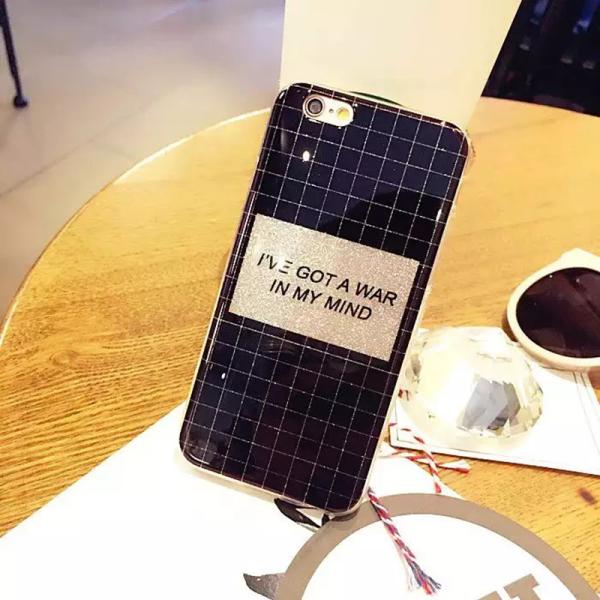 TPU Simple Lattice Couple English Words Glitter Back Cover Cell Phone Case For iPhone 7 6s Plus 5s