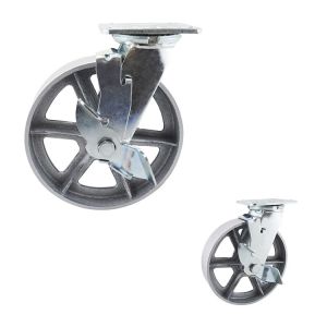 China 8x2 Inch Cast Iron 300kg  Capacity Hollow Swivel Lock Heavy Duty Casters on sale