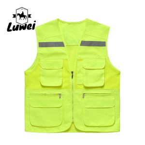 High Quality Utility Mesh Vest Outerwear Men's Work-wear Sleeveless Multi Pocket
