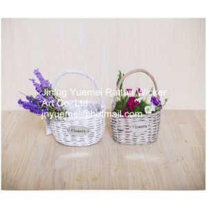 Cheap 2016 new style wicker garden baskets round shape willow plant basket with handle for sale