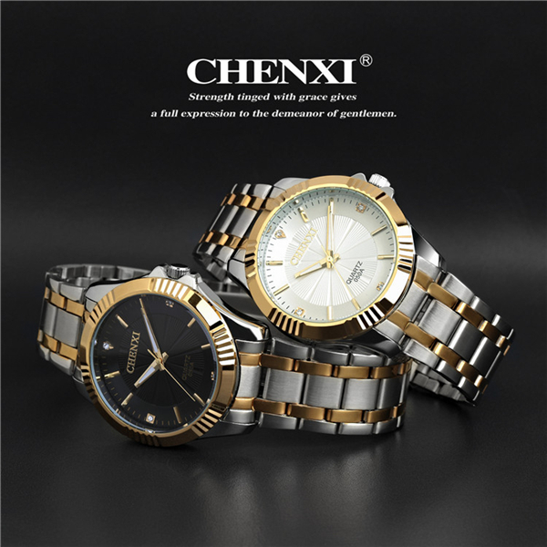 Day&Date Display Watch with Calenda Golden Color Cool Business Man's Watch Stainless Steel