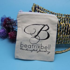 Small Size Natural Color Zipper Makeup Bag , Jewelry Blank Canvas Zipper Pouch