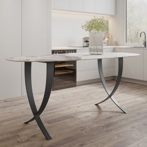 180*92cm Contemporary Marble Dining Table ODM White Stainless Frame