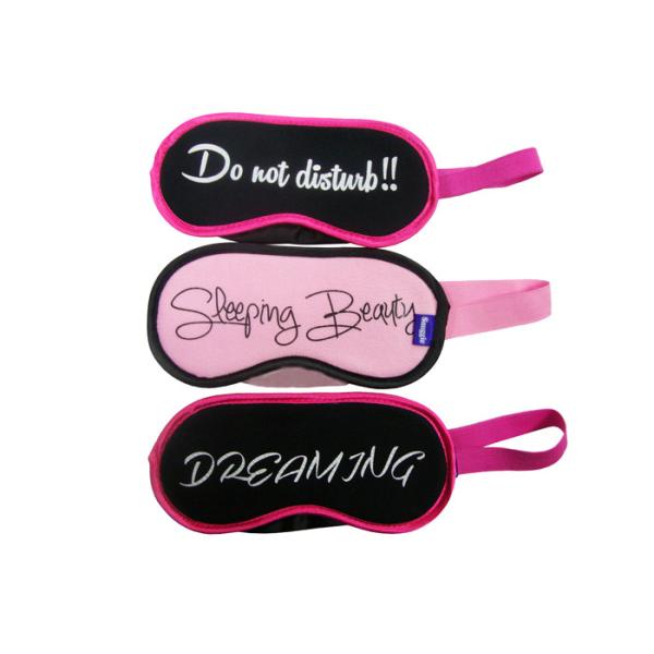Customized Big Size Art Words Sleeping Blindfold Eyemasks Polar Fleece And Satin